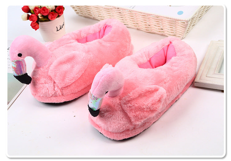 24k Flamingo Plush Slippers