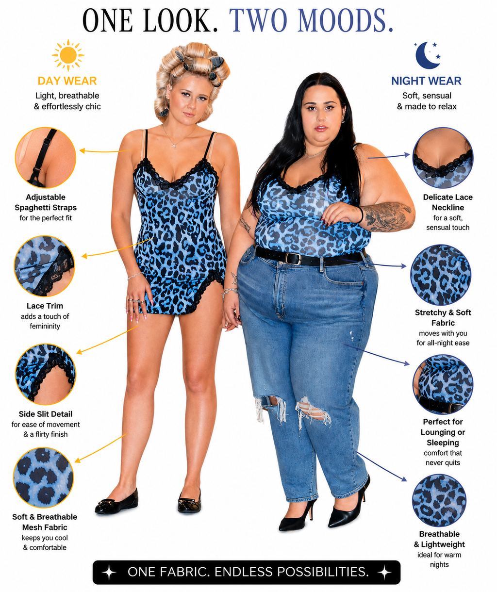 Blue Leopard Lace Chemise