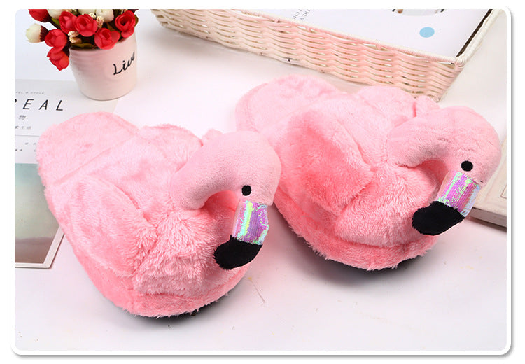 24k Flamingo Plush Slippers