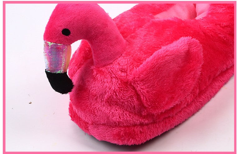 24k Flamingo Plush Slippers